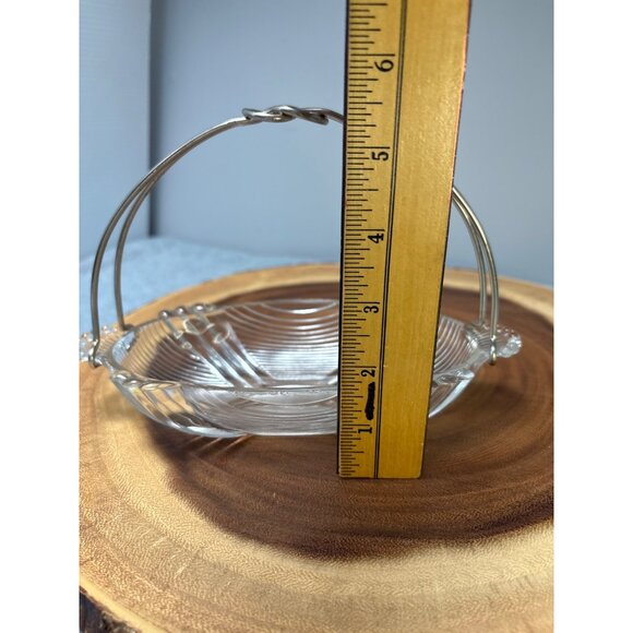 Vintage Oval Glass Serving Dish with Silver Metal Handle 1940s - Picture 7 of 9